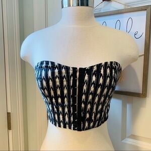 Sparkle & Fade | NWT Black White Bandeau Cotton Spandex Hook & Eye Bustier Top S